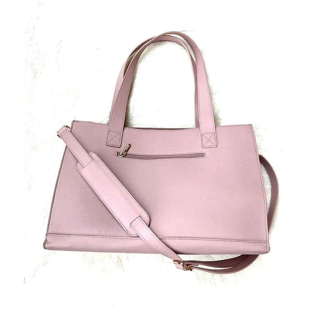 Lovevook Lt Pink w/ Gold Hardware Laptop Bag Tote Detachable Strap Classy Travel